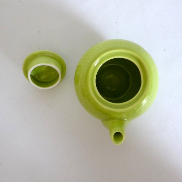 VINTAGE JAPANESE JAPAN PORCELAIN MINI CANTALOUPE FRUIT TEAPOT & LEAF SAUCER (NEW - Picture 8 of 12